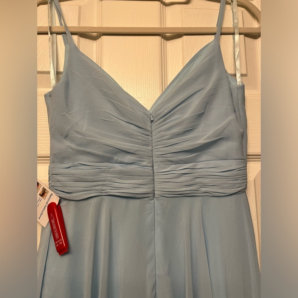 Mac Duggal Asymmetrical Hem Midi Ruffle Gown, NWT Powder Blue #55412 siz… - Picture 5 of 8